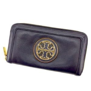 Tory Burch Wallet Purse Long Wallet Black Gold Woman Authentic Used